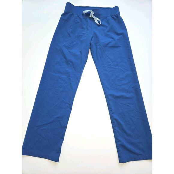 Figs Pants Womens XS Blue Stretch Mid Rise Drawstring Scrub Pockets EUC - Picture 1 of 12